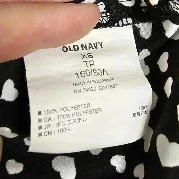 Old Navy Shirt Dress Henley Quarter Button Front A-Line Dress White Hearts, XS - Picture 9 of 9